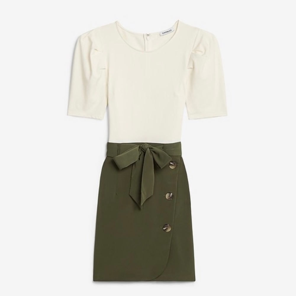 Express Color Block Belted Dress - Picture 3 of 4